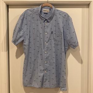 Barbour short sleeve Mens shirt button down marine life pattern size L